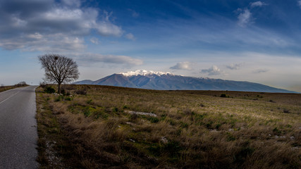 Mountain with cloudy sky, Macedonia, Greece,