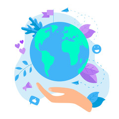 Day of earth vector flat illustration. Concept save the planet and environment	