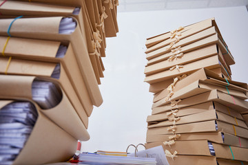stacks of paper files