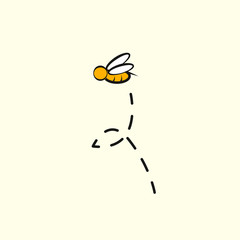 Illustration of a Friendly Cute Bee Flying and Smiling