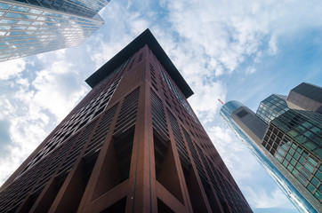 Business Buildings bottom view in Frankfurt, Germany