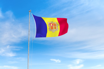 Andorra flag over blue sky background