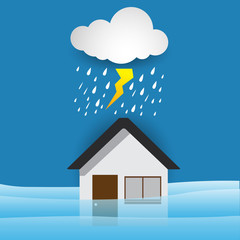 Rain and flood  , storm, vector illustration