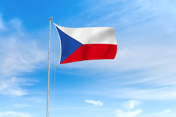 Czech flag over blue sky background