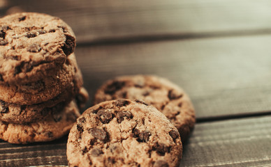 Group of chocolate chips cookies.
