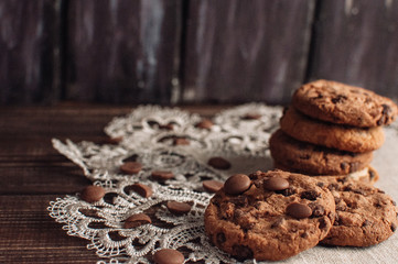 Cookies in a stack isolated on brown