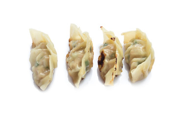 fried dumplings or gyoza isolated on white background