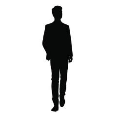 Obraz premium Vector silhouette of one man standing, business people, black color isolated on white background