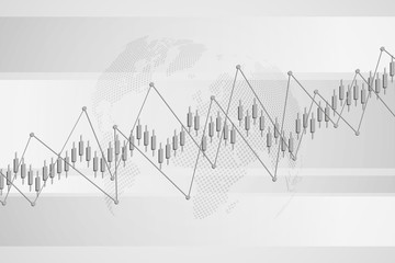 Naklejka premium Stock exchange chart market investment trading with world map. Trading platform. Business graph. Vector Illustration