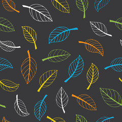 Colorful leaves vector seamless pattern