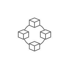 Cube network connection structure vector icon