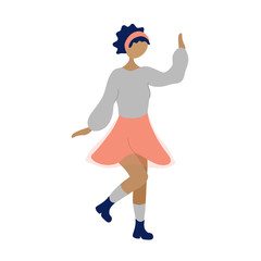 Young dancing tiny stylish black woman