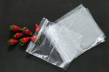 fridge bag and strawberry, locked refrigerator bag and one strawberry, store strawberries in refrigerator in deep freezer,