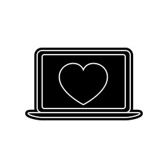 image of a heart on a laptop icon. Element of Valentine for mobile concept and web apps icon. Glyph, flat icon for website design and development, app development