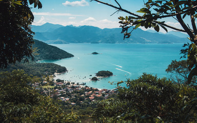 View over a little village on a paradise island