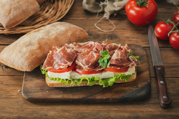 sandwich with ham and vegetable