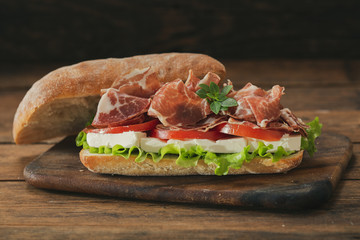 sandwich with ham and vegetable