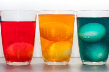 two eggs in colour glasses yellow