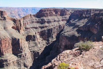 Amazing beauty view of Grand Canyon Arizona on blue sky background. Beautiful nature backgrounds.
