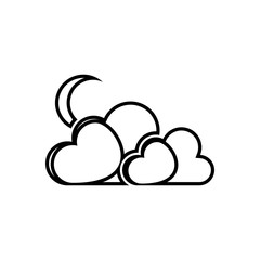 the moon behind the clouds sign icon. Element of Weather for mobile concept and web apps icon. Outline, thin line icon for website design and development, app development
