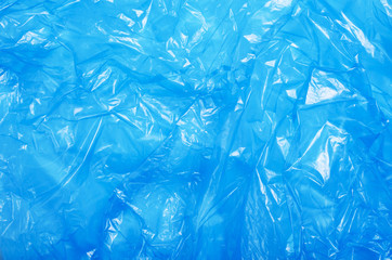 Obraz premium Blue Plastic Bag, Crumpled Cellophane Texture Background