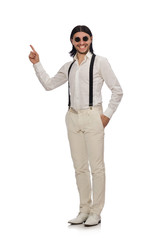 Man in funny concept isolated on white