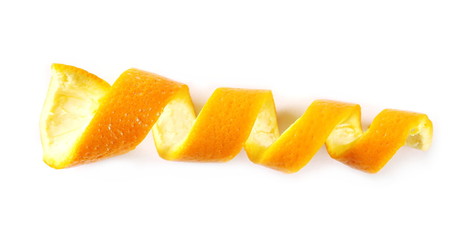 Fototapeta na wymiar Orange peel isolated on white background, top view