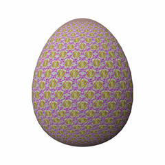 Artfully designed and colorful easter egg, ornate geometric and abstract colored pattern on white background