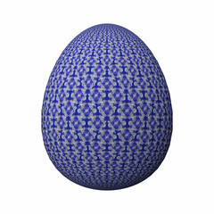 Artfully designed and colorful easter egg, ornate geometric and abstract colored pattern on white background