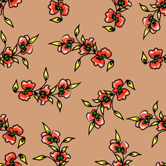 Seamless flower pattern. Gentle spring and summer flowers. Print for fabric and other surfaces.