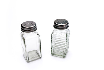 Salt and Pepper Shakers Glass with metal lids