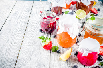 Assortment of berry and fruit jams