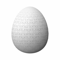 Artfully designed and colorful easter egg, ornate geometric and abstract colored pattern on white background