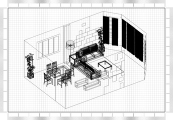 Living Room Architect Blueprint 