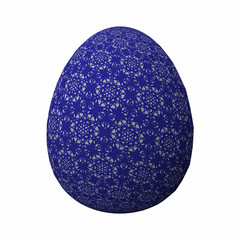 Artfully designed and colorful easter egg, ornate geometric and abstract colored pattern on white background
