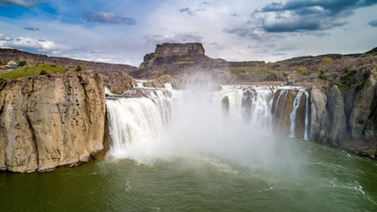 View from below of Shoshone Falls in southern Idaho on the Snake river
