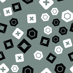 Colorful pattern with different shapes objects. Texture background for textile, print, paper, fabric background, wallpaper