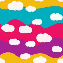 Clouds bright colors seamless pattern vector