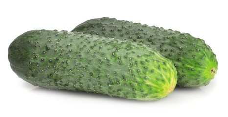 Green cucumbers isolated on white background