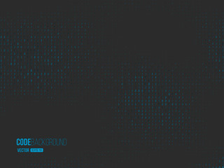 Binary code digital technology concept. Zero one matrix black background with blue . Vector illustration.