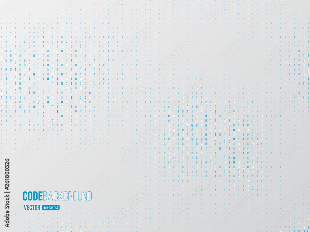 Fototapete binary code digital technology concept. zero one matrix white background with blue . vector illustra
