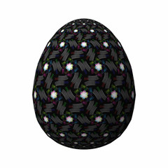 Artfully designed and colorful easter egg, ornate geometric and abstract colored pattern on white background