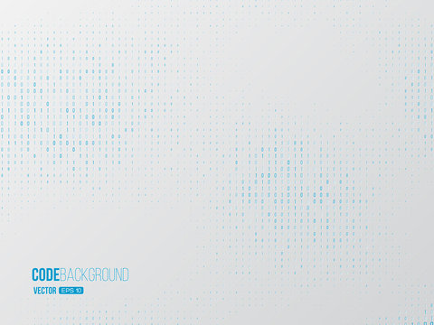 Binary code digital technology concept. Zero one matrix white background with blue . Vector illustration.