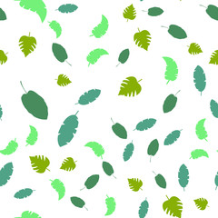 Leaves Seamless vector Pattern. Flat style floral Background. 