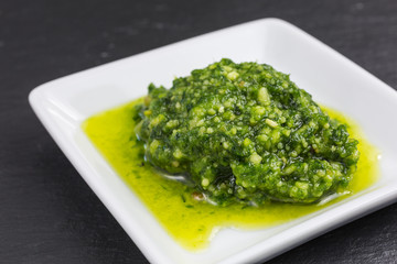 pesto of ramsons - wild garlic - with parmesan cheese and pine nuts