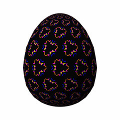 Artfully designed and colorful easter egg, ornate geometric and abstract colored pattern on white background