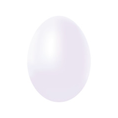 One white egg on the white background with copy space.