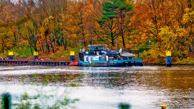 all the colors of autumn by the river,