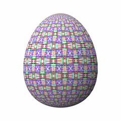 Obraz premium Artfully designed and colorful easter egg, ornate geometric and abstract colored pattern on white background