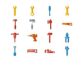 work tool flat vector icon set